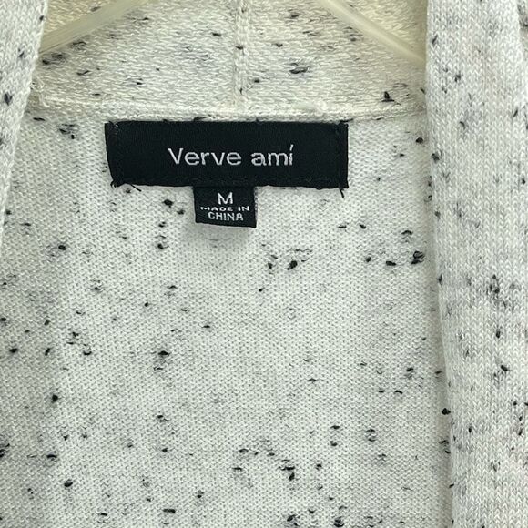 Verve Ami Womens Cardigan Sweater Open Front Long Sleeve Black White Size Medium - Picture 3 of 11